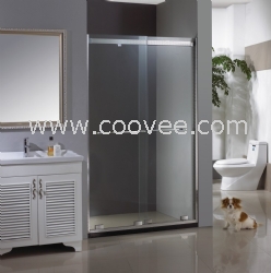 浴室隔斷，雙推拉門，不銹鋼邊框