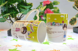 可愛卡通人物圖案杯子熱轉印花膜