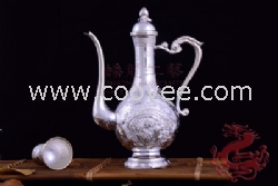 商務(wù)禮品 龍鳳呈祥福滿天銀酒具