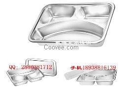 不锈钢带盖三格深餐盒