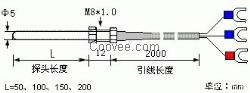 管道螺纹式PT100铂电阻温度传感器